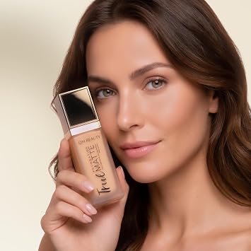 True Matte Liquid Foundation, Medium Coverage, Long-Lasting for all Skin, Poreless Even Skin Tone, Reduces Dark Spots, Blended Soft Glam Foundation QM03- Soft Butter