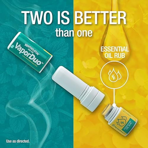 Miniatura 3 de Mentholatum Vapor Duo, inhalador de vapor nasal no medicado, aceite esencial, barra de aromaterapia 2 en 1, alivia los pasajes nasales irritados