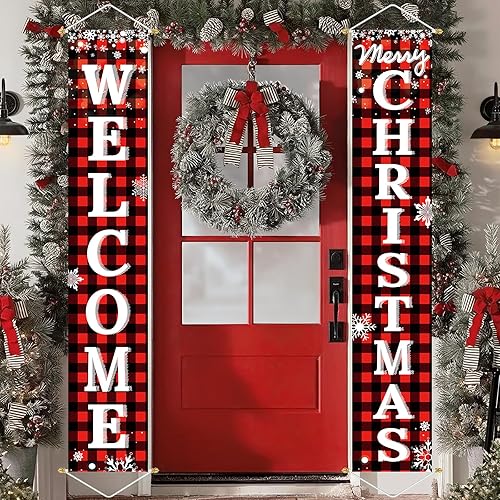 Miniatura 42 de Ivenf Juego de carteles de Navidad para porche, pancartas verdes, decoraciones colgantes de Navidad para el hogar, exterior, interior, pared, puerta