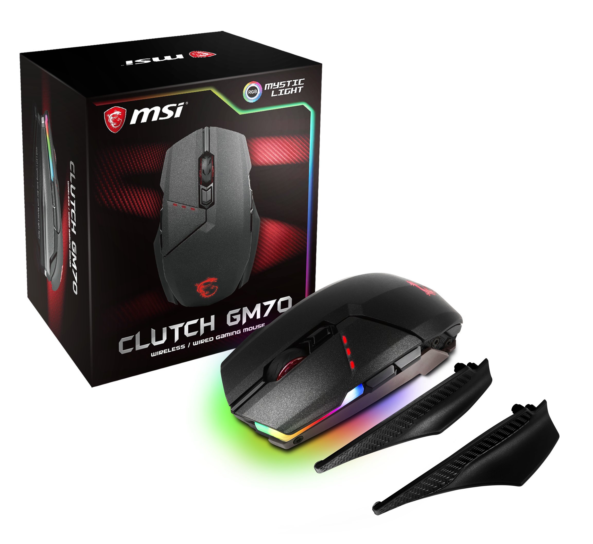 MSI Clutch GM70 - Ratón de Gaming inalámbrico con 18000 dpi RGB, Color Negro
