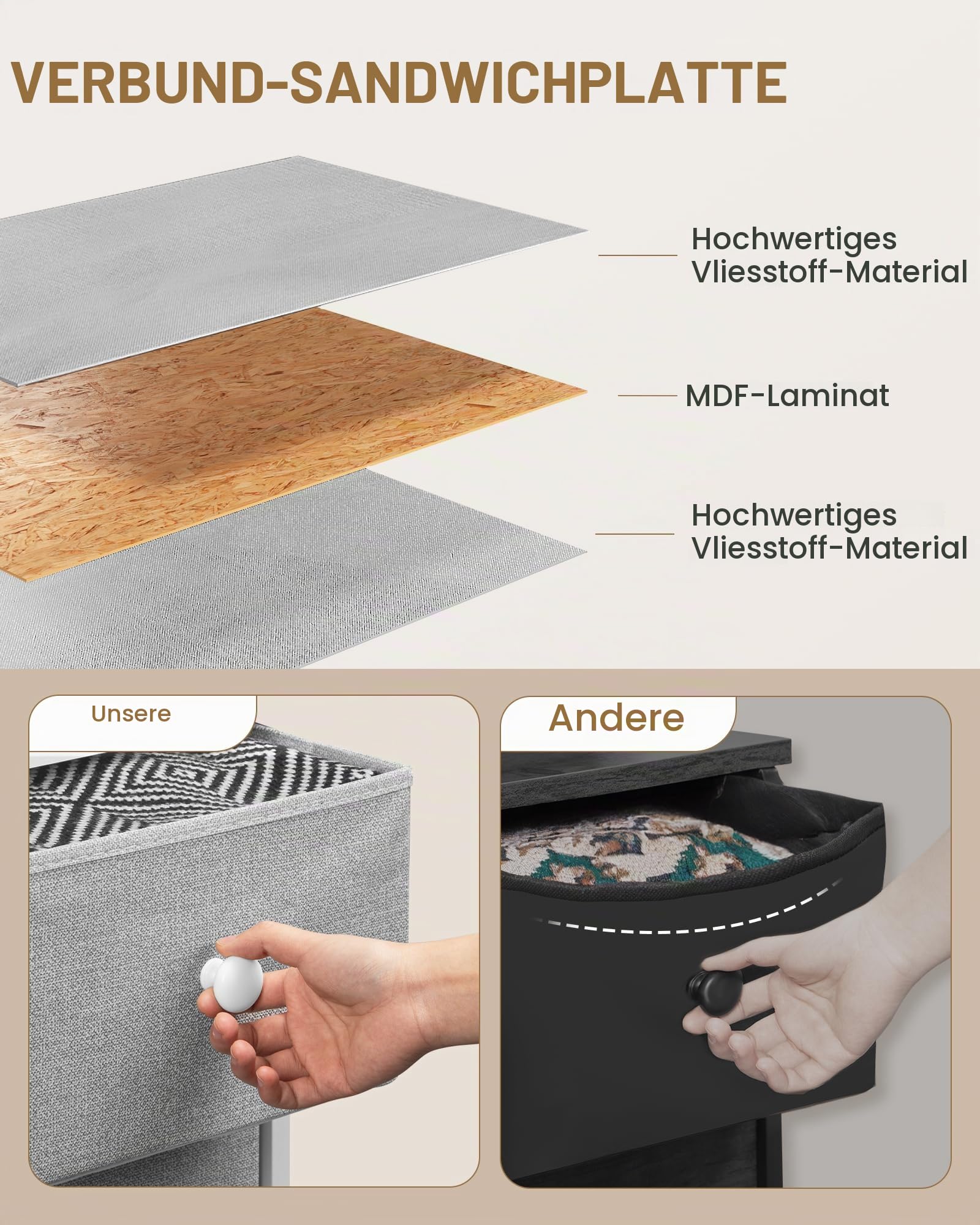 Hzuaneri Kommode mit 9 Schubladen, LED-Lichtleiste, 2 USB & 2 AC-Anschlüsse | Vielseitiges Aufbewahrungsmöbel für Wohnzimmer und Schlafzimmer, 30 x 100 x 95 cm, Weiß-Grau DU02913WEU