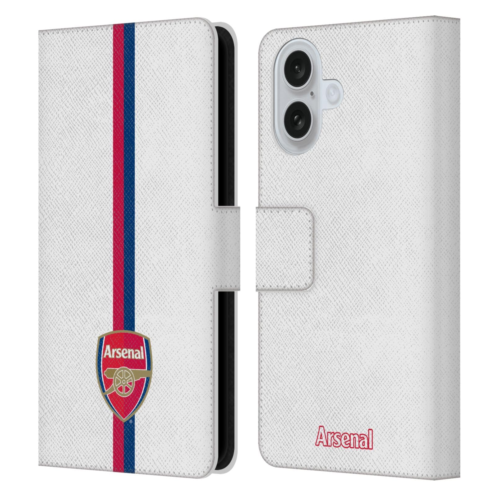 Head Case Designs Officially Licensed Arsenal FC Stripes 1 Crest 2 Leather Wallet Case Compatible With Apple iPhone 16 โ image 1