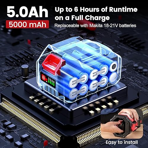 Miniatura 4 de Avhrit Luz de trabajo LED de 5000LM 60W, lámpara de trabajo recargable con batería de 5000mAh, linterna LED portátil 2 en 1 y banco de energía para