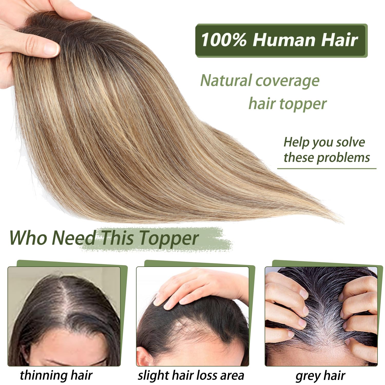 Hair Toppers for Thinning Hair Toppers for Women Real Human HairPieces for Women with Thinning Remy HairPieces Wiglets 10inch 4T427# - Image 4