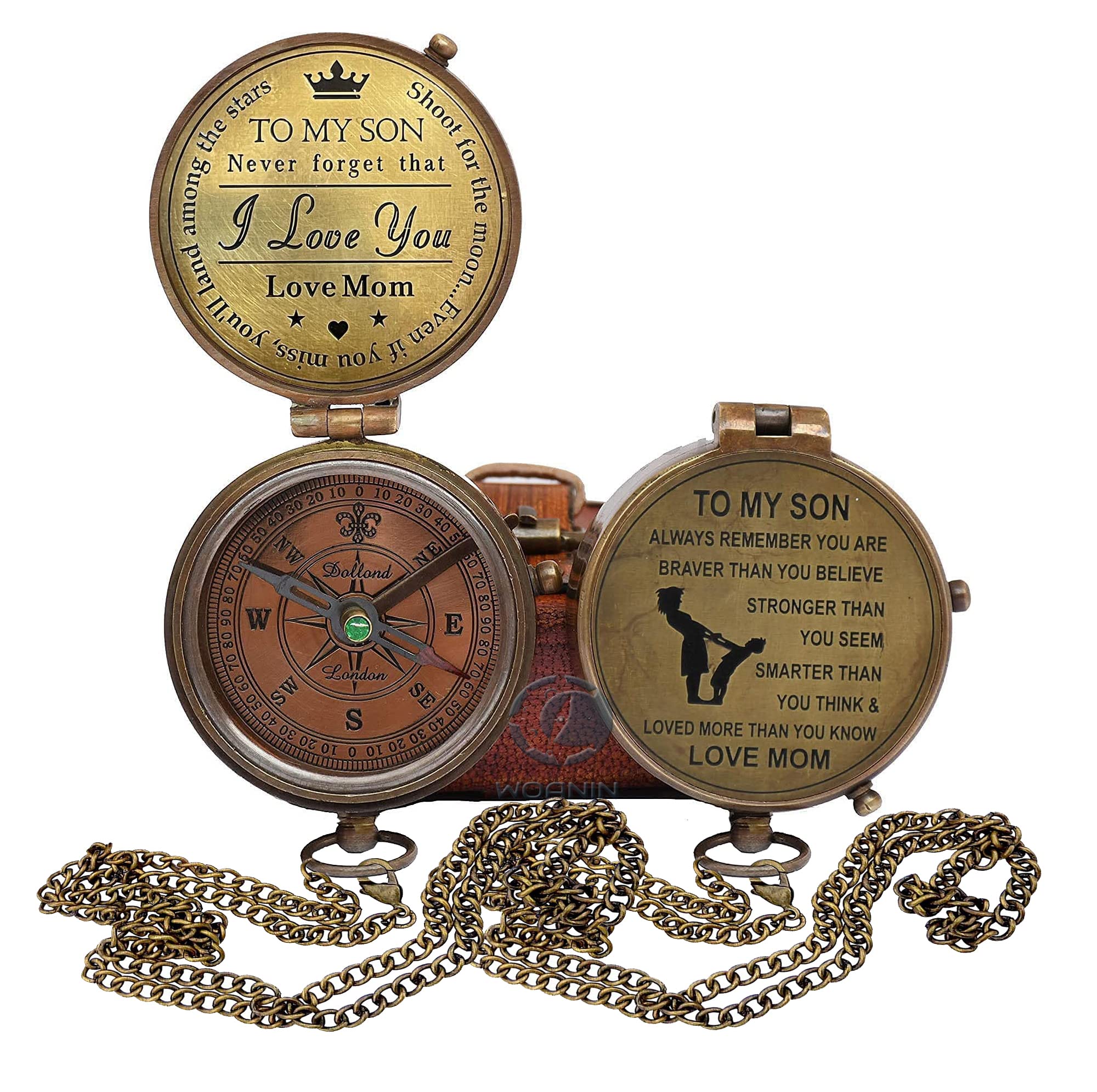 WOANIN Mom to Son Compass – to My Son Love Mom – Mother to Son Gifts/Dad to Son - Graduation Day Gifts for Son - Son Birthday Gifts - Confirmation Gifts for Son