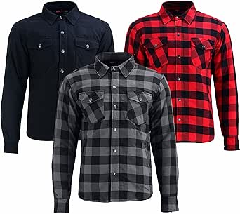 Amazon.com: Men's Motorcycle Riding Flannel Shirt, Concealed Carry ...