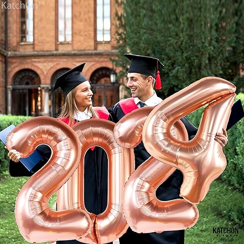 Miniatura 8 de KatchOn, Globos gigantes de oro rosa 2023, 40 pulgadas, globos 2023 de oro rosa, decoraciones de graduación de oro rosa para clase de 2023, números