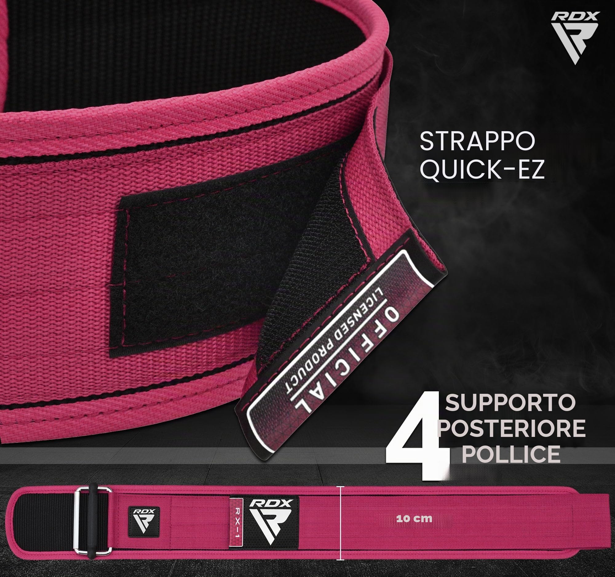RDX Cintura per sollevamento pesi da donna 4 "Supporto lombare regolabile Bodybuilding,Powerlifting Allenamento funzionale ROSA