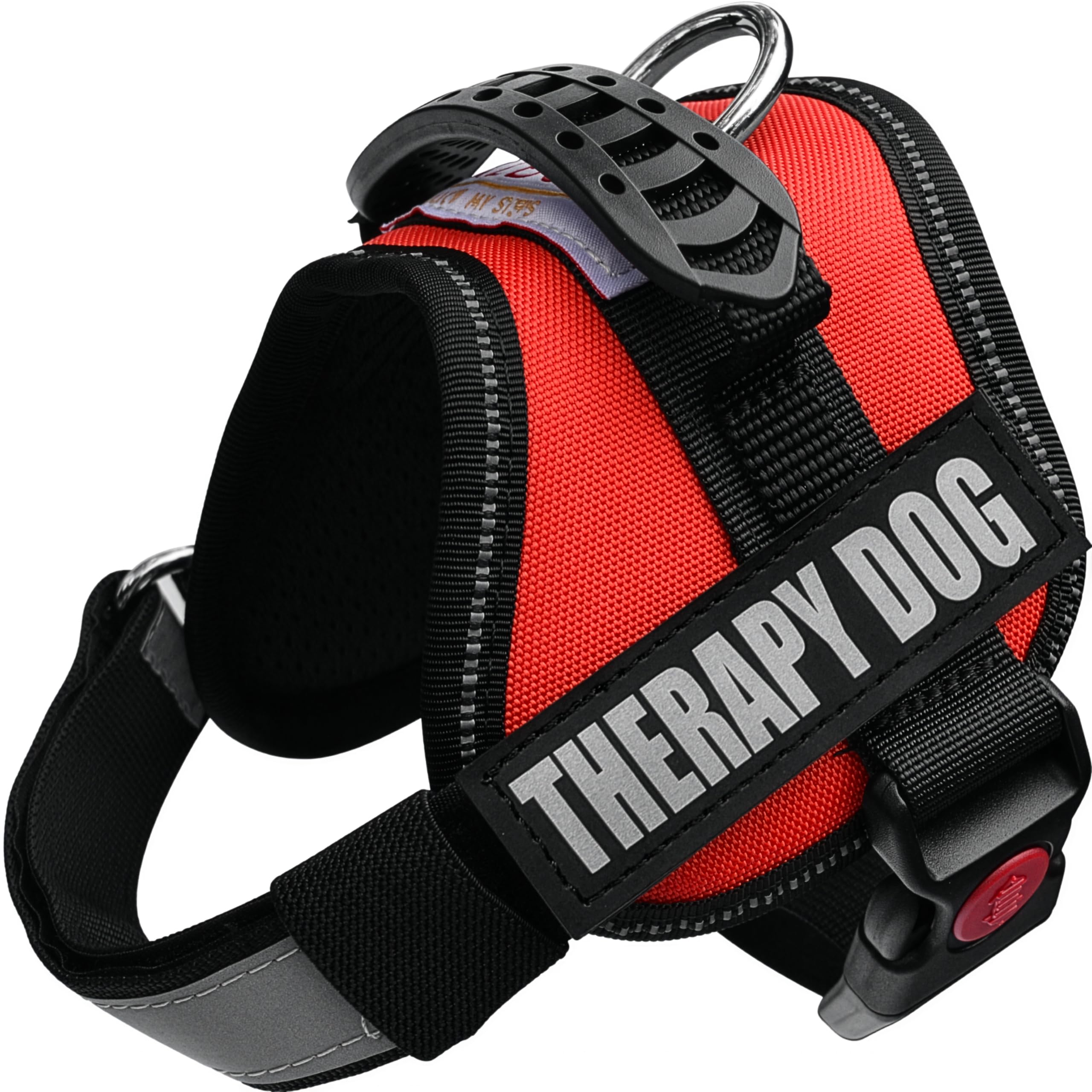 Albcorp Arnés Reflectante para Perro, de Nailon, Chaqueta de Animal de Servicio Ajustable, con 2 Parches extraíbles para Perros de Terapia de, Rojo, Extra pequeño