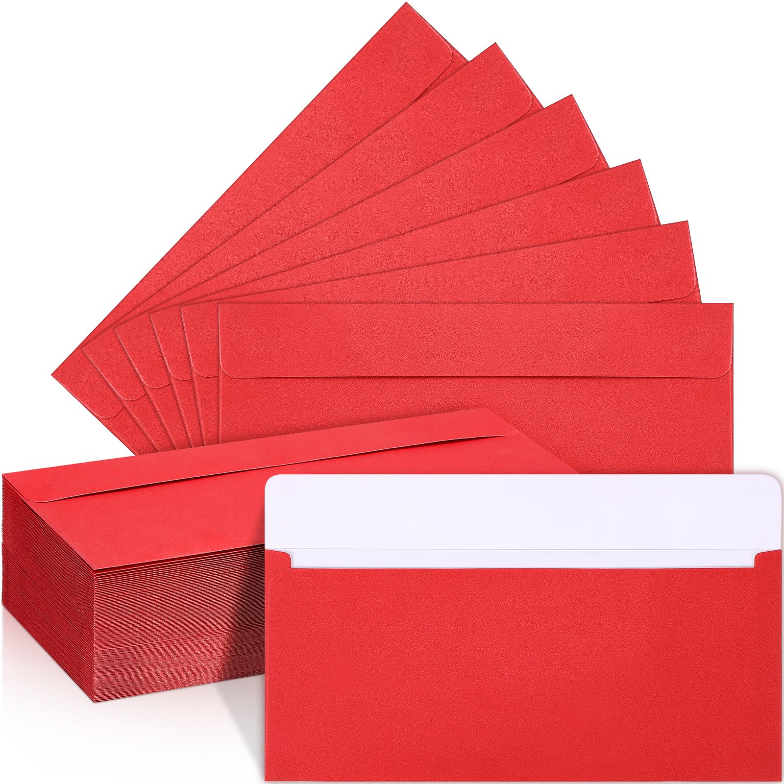 TaoBary 200 Pcs #10 Red Envelopes Business Envelopes Letter Size 4-1/8 x 9-1/2 Inch Self Adhesive for Office Checks Letter Mailing Invoices Father's