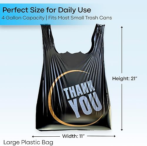 Miniatura 18 de YoYoRain Paquete de 1000 bolsas blancas de agradecimiento para camisetas con asas, bolsas de plástico de 11 x 6 x 21 pulgadas para compras, venta al