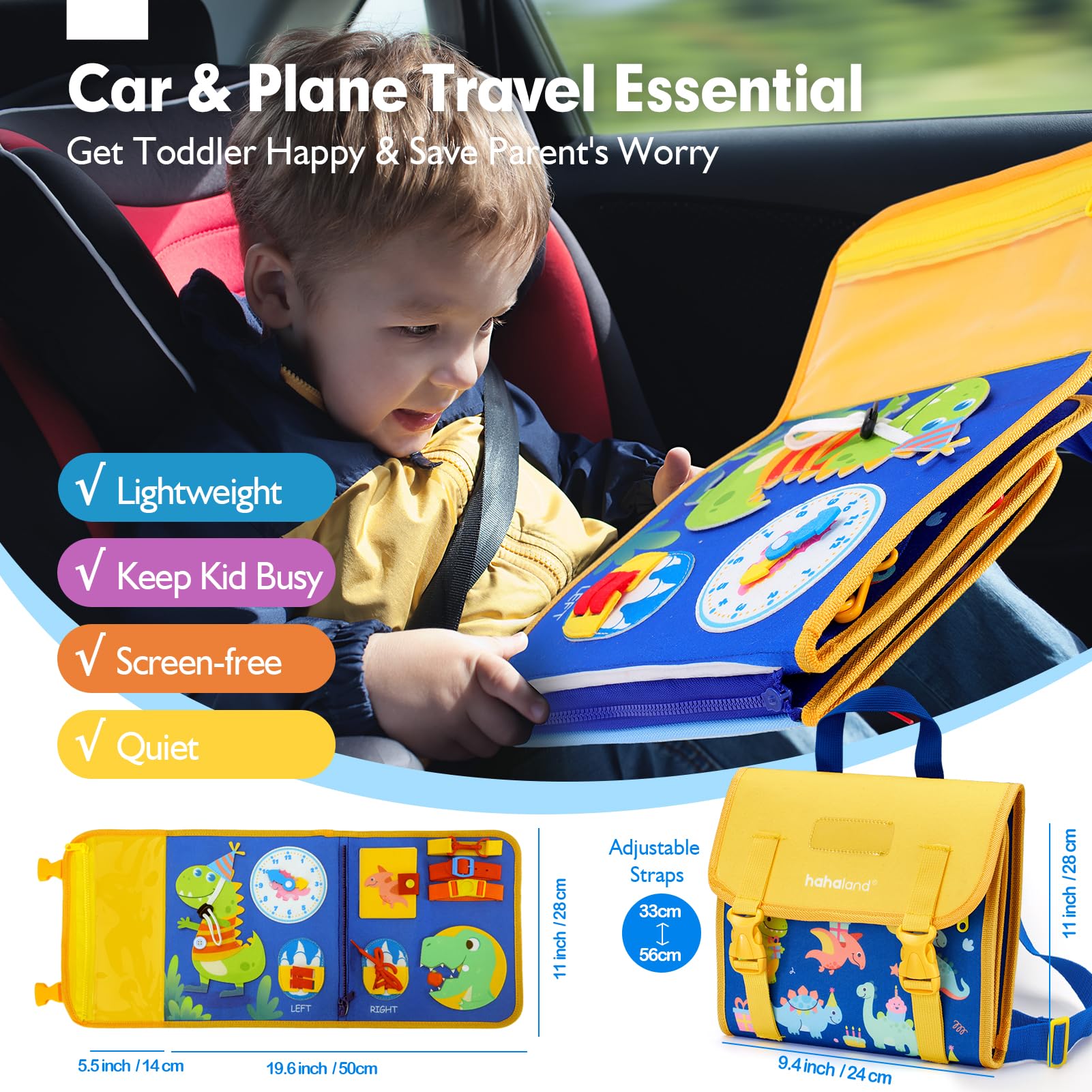 hahaland Busy Board Montessori 2 3 Anni - Pannello Sensoriale con 18 attività in 1 Giochi Educativo per Bambini Regalo Bambino