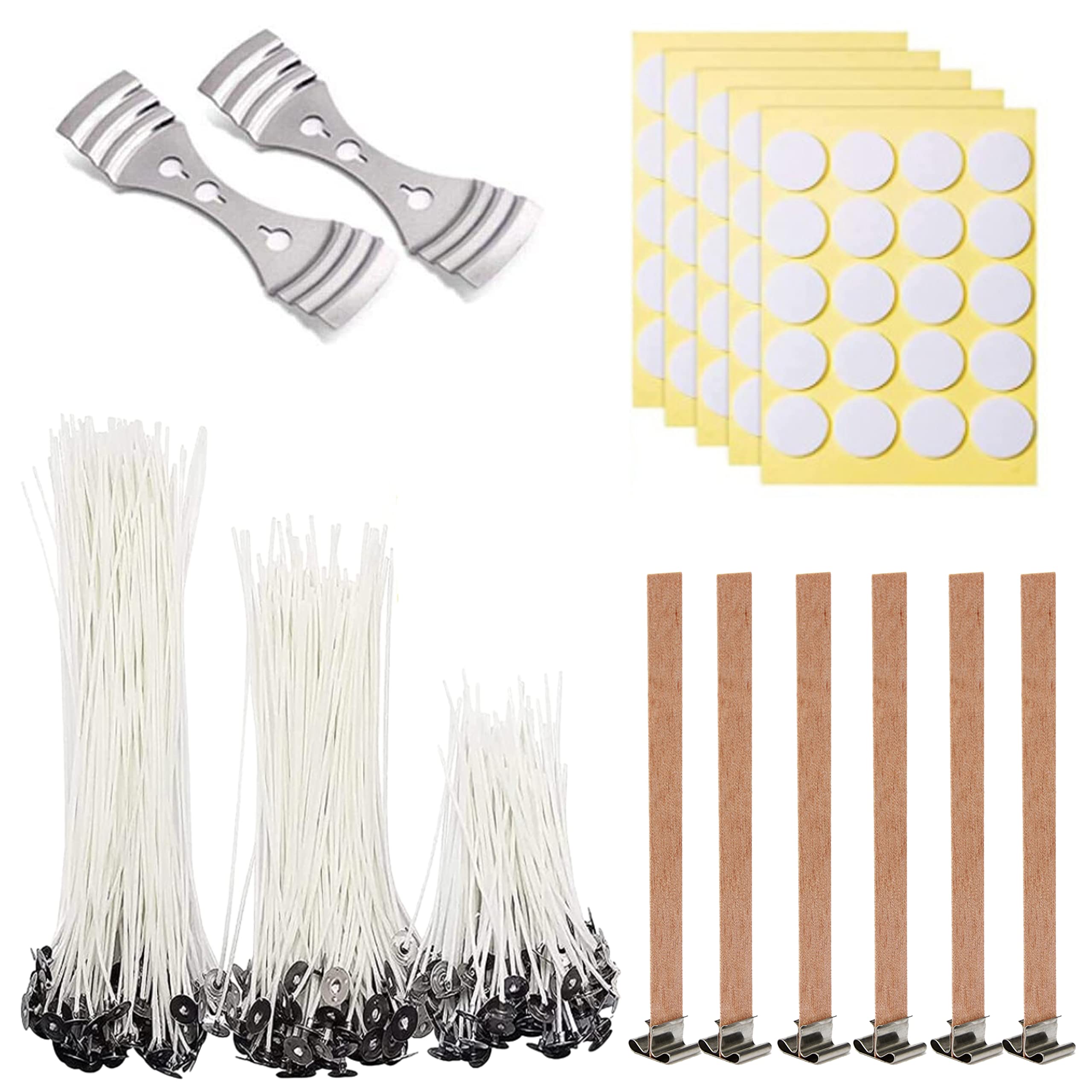 Alivo Candle Making Kit,150Pcs Cotton Candle Wicks with Candle Wick Stickers,6Pcs Wooden Candle Wick with Iron Stand, 2pcs 3-Hole Candle Wicks Holder, DIY Candles Craft Tools. (cotton)