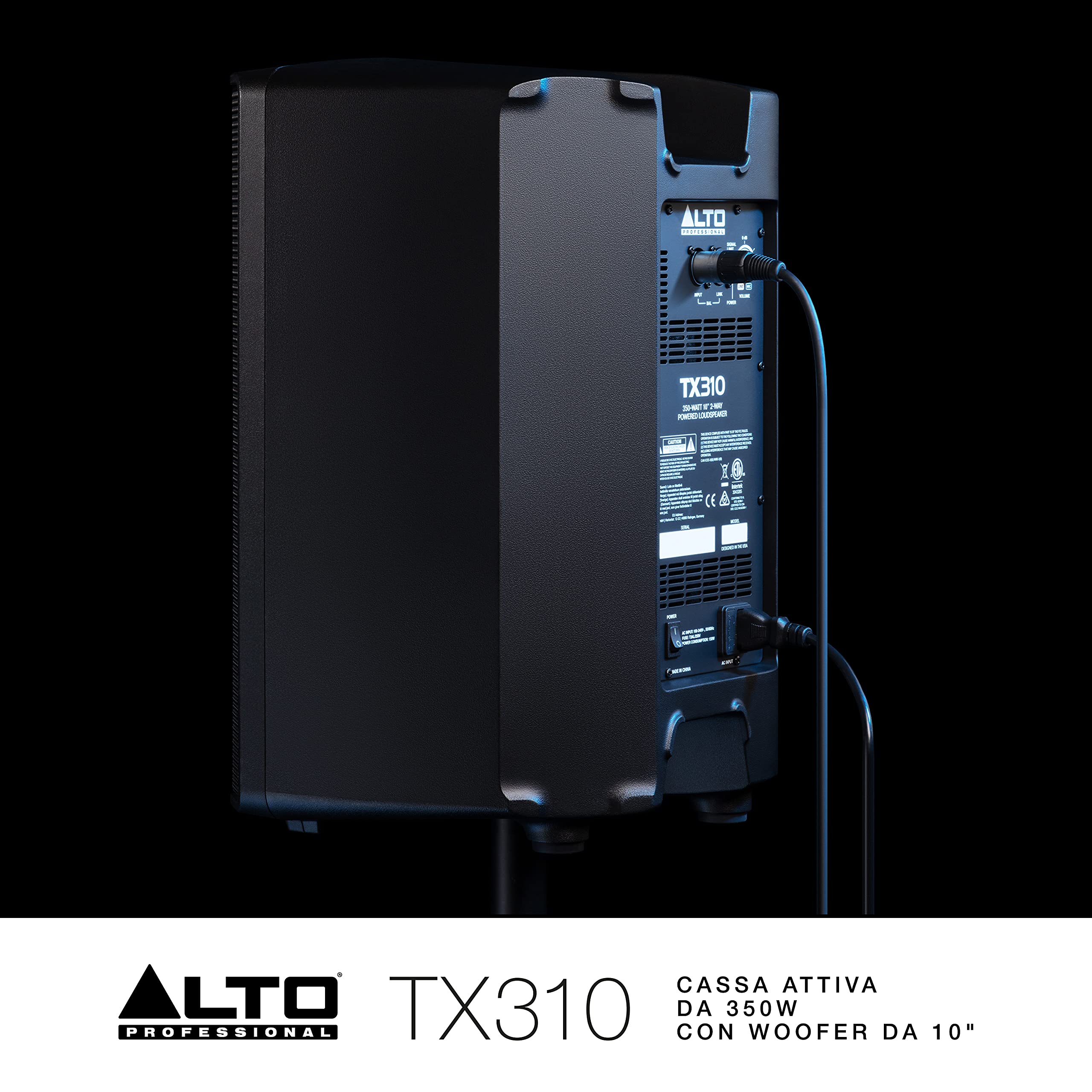 ALTO TX310 - Cassa Attiva da 350W Con Woofer da 10" per DJ in Movimento, Musicisti, Piccoli Locali, Cerimonie ed Eventi Sportivi