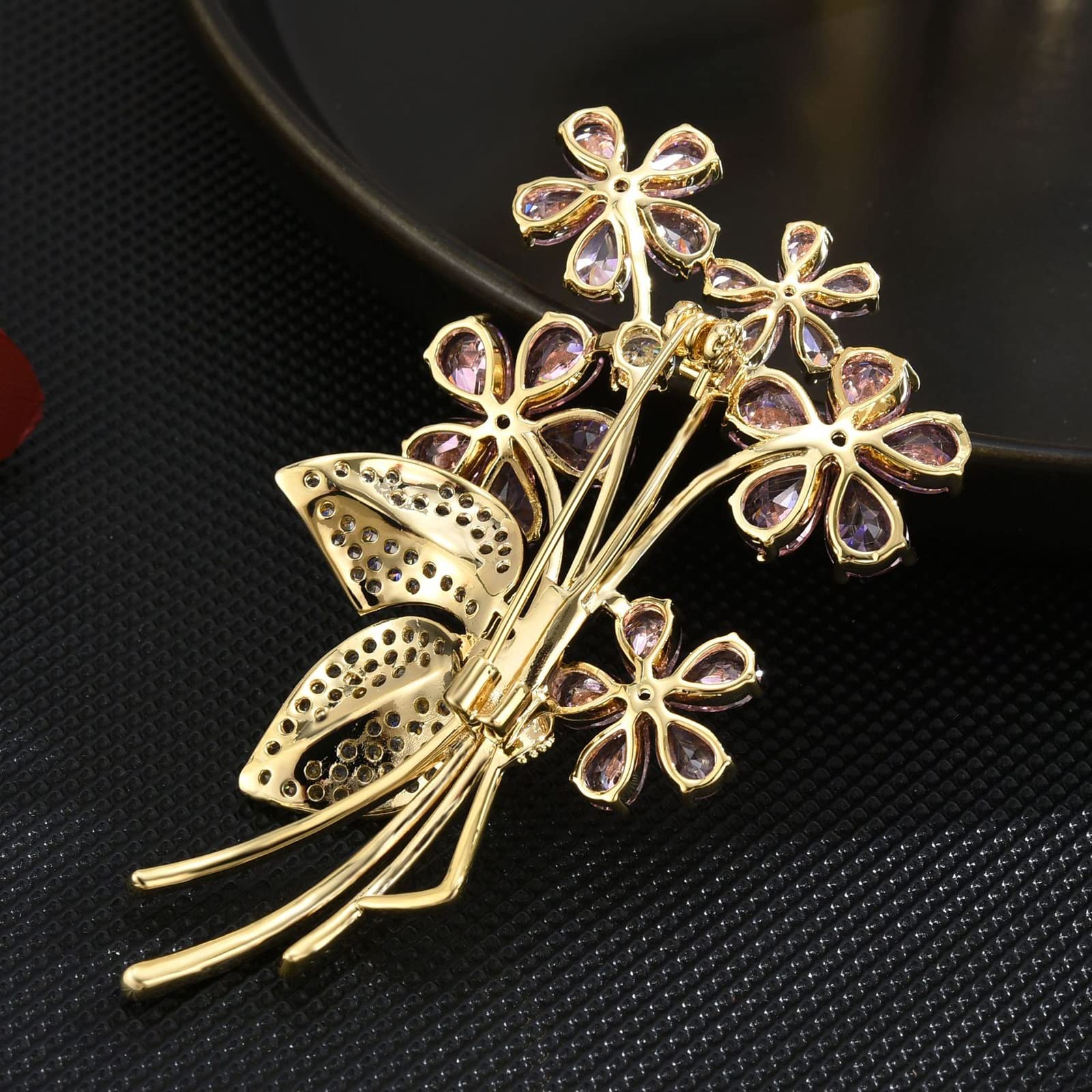 Micro Zirkonia Rosa Blumenstrauß Brosche Blumen Corsage Mantel Anzug Accessoire