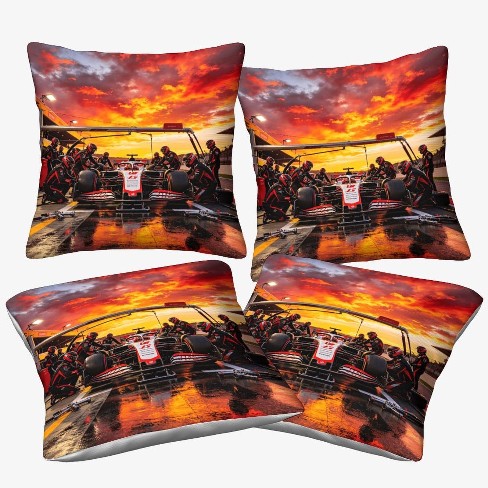 Xiaopangxy Formulaa Racing-9 Pit Stop Cushion Cover 45X45cm, 4 Pcs Formulaa Racing Throw Pillow Cover For Couch Sofa Home Decor, Microfiber
