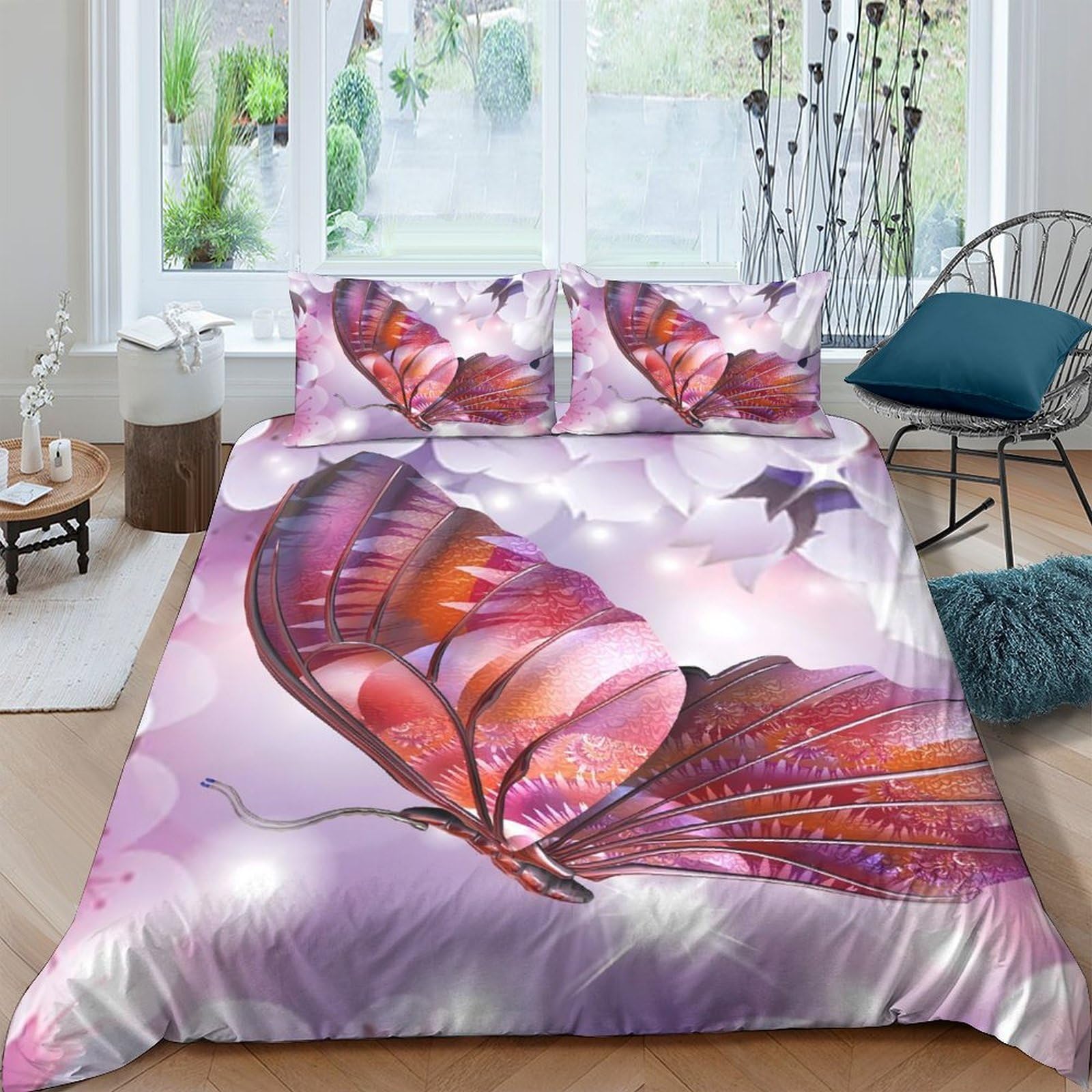Ctjqhvkz Style-2 3D Printed Purple Butterfly Fitted Sheet Microfiber Soft Breathable Dreamy Floral Mattress Cover For Bedroom Guest Room Decor Single（135X200cm）