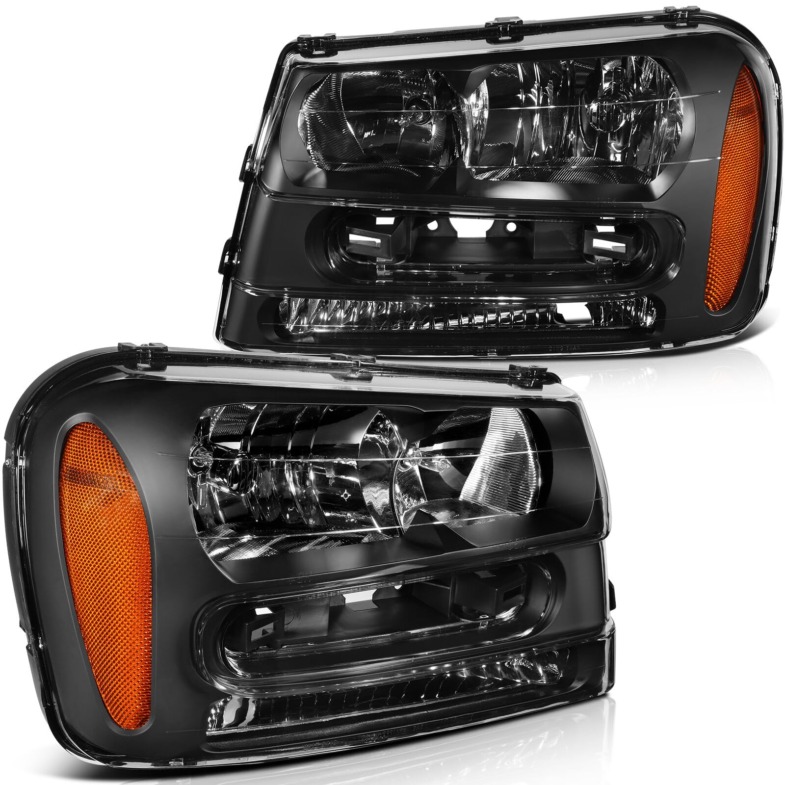 SCITOO Headlight Assembly Fits For Chevy Trailblazer 2002-2009,For Chevy Trailblazer EXT 2002-2006 Headlamp In Black Housing Clear Reflector Clear Lens - Foto 5
