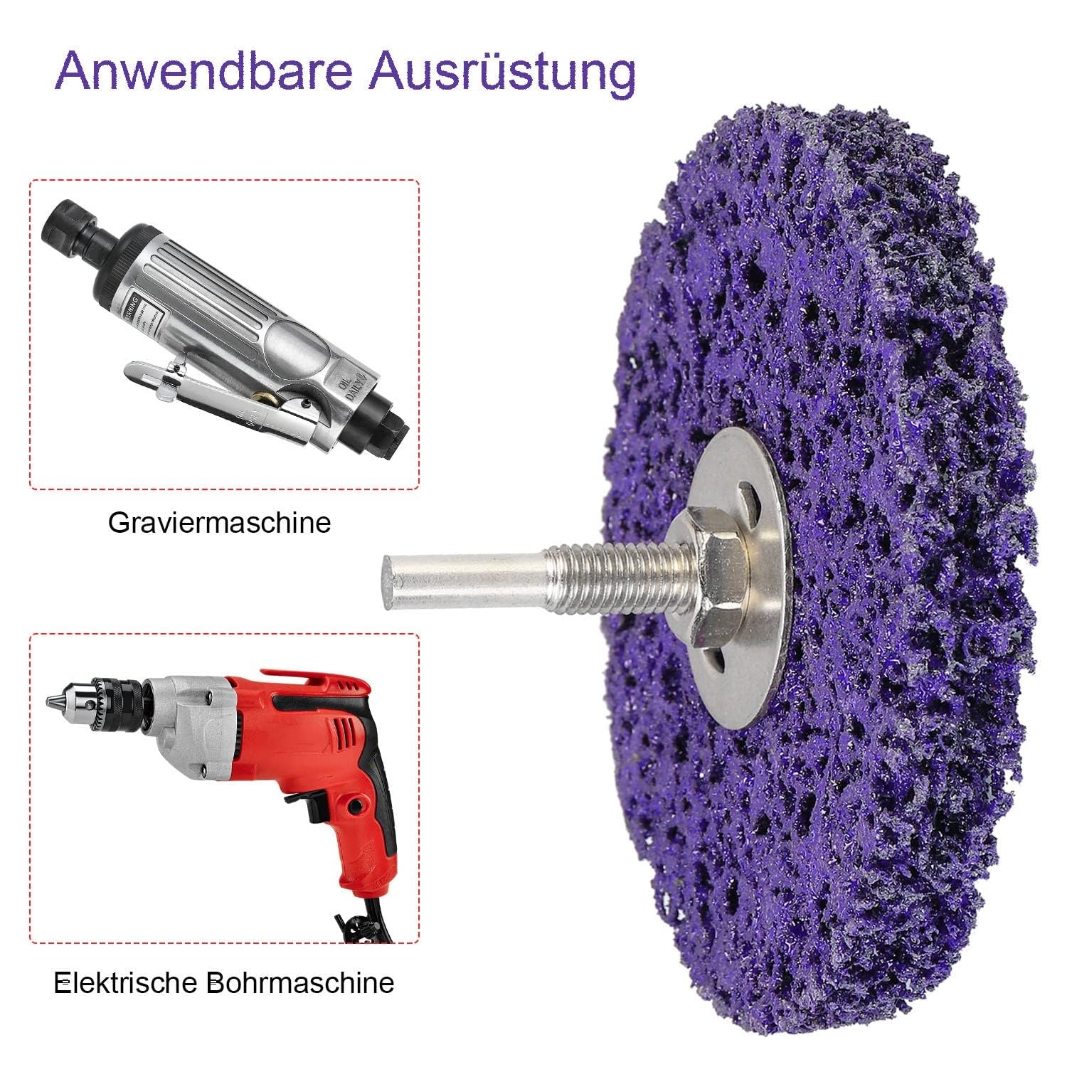 Lot de 5 disques CSD 100 mm CBS Violet Disque de nettoyage grossier CBS pour meuleuse d'angle de peinture, soudures à la rouille, nettoyage et élimination de l'oxydation