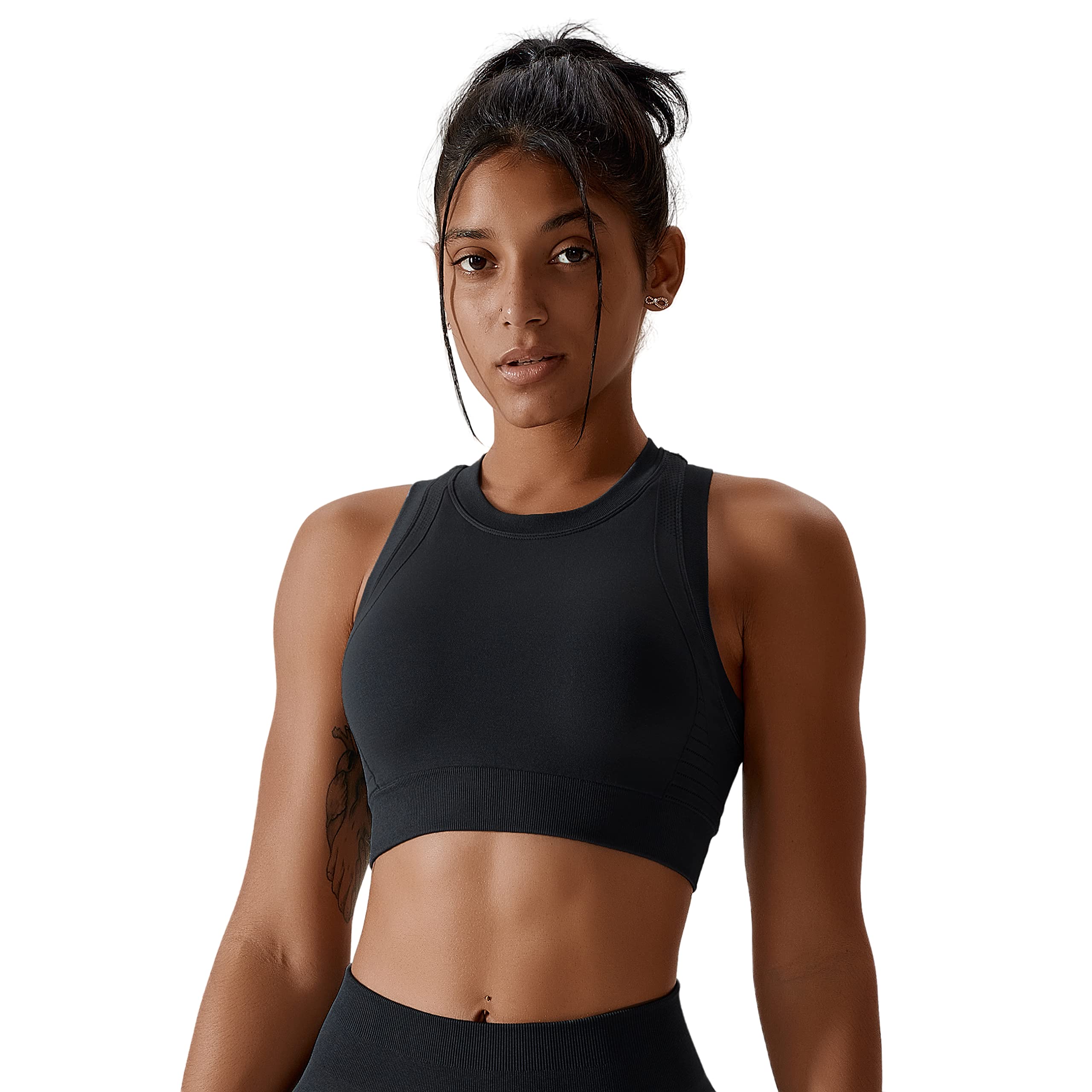 LARGE Women's Seamless Tank Top with Builtin Padded Sports Bra HighImpact Yoga, Running, and