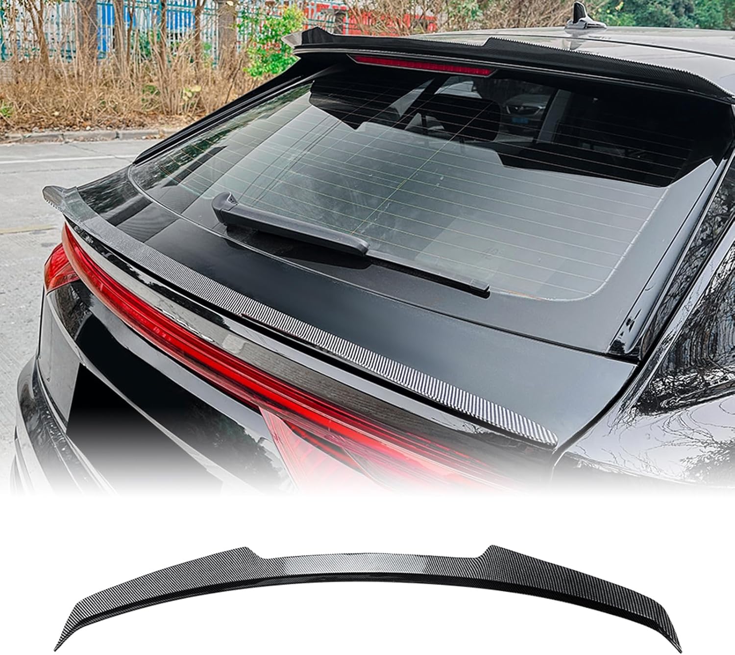 Car Rear Trunk Spoiler Roof Splitter Wing Kit For Audi Q8 S18 2019-2025
