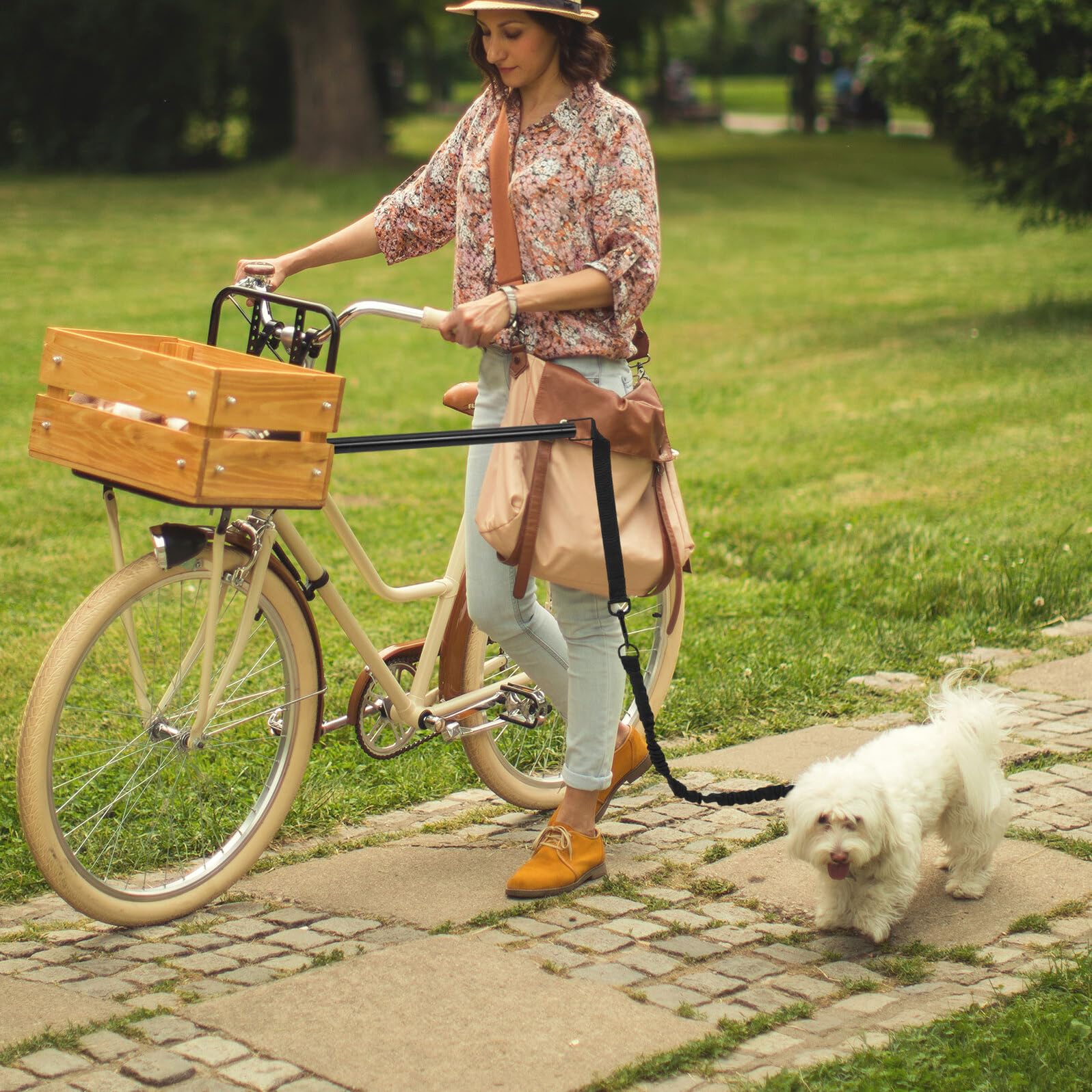 Guinzaglio in Lega Design Ergonomico da Bicicletta per Cani e Corda Estraibile per Passeggiate e Accessori per Bicicletta