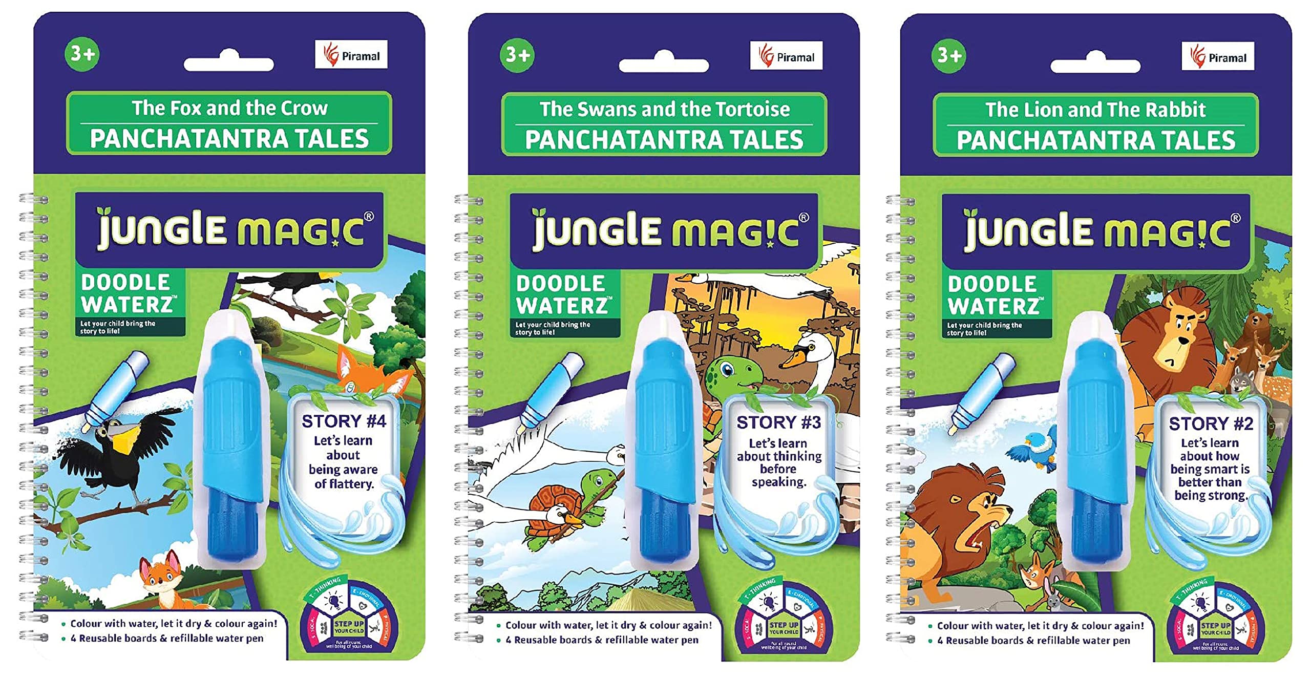 Jungle Magic Doodle Waterz - Reusable I Water Colouring Book - Panchtantra Story I Swans & Tortoise I Self-Drying with Easy to Hold Water Pen I Educational Toy for kids (B08CVKG3SX) Amazon Price History, Amazon Price Tracker