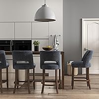 Vista 47 de VKNOW Juego de 2 Taburetes de Bar, Taburetes de Bar Tapizados de Altura de Mostrador, Taburetes Modernos de Mostrador con Patas de Madera para Isla