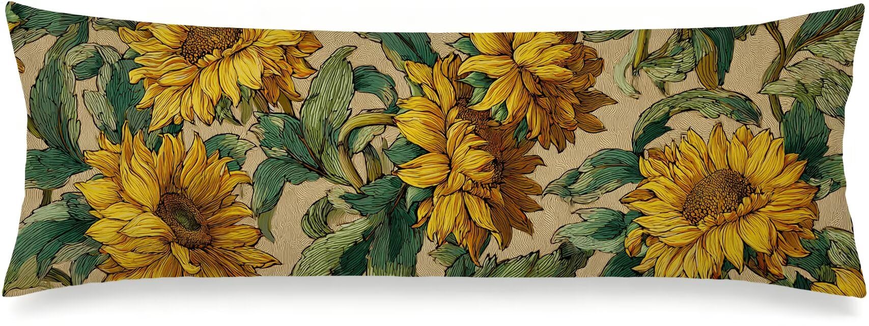 Poszewka 50 x 150 cm Abstrakcja Pościel Długie Poduszki Słonecznik, m-130