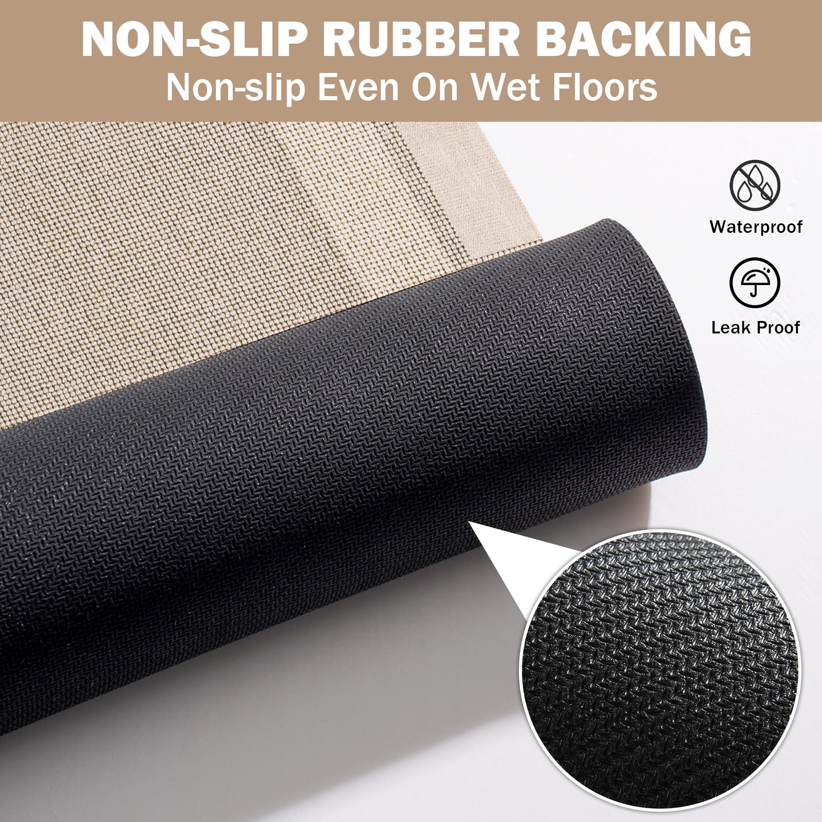 Tapete de baño delgado antideslizante con parte trasera de goma, tapete de baño ultrafino para debajo de la puerta, de secado rápido, súper absorbente, lavable, para suelo lateral de bañera 5
