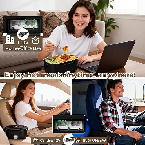 Miniatura 4 de Lonchera Eléctrica Calentador de Alimentos - Calentamiento Rápido de 80W, Lonchera Calefaccionada de 1.5L a Prueba de Fugas de Acero Inoxidable 304