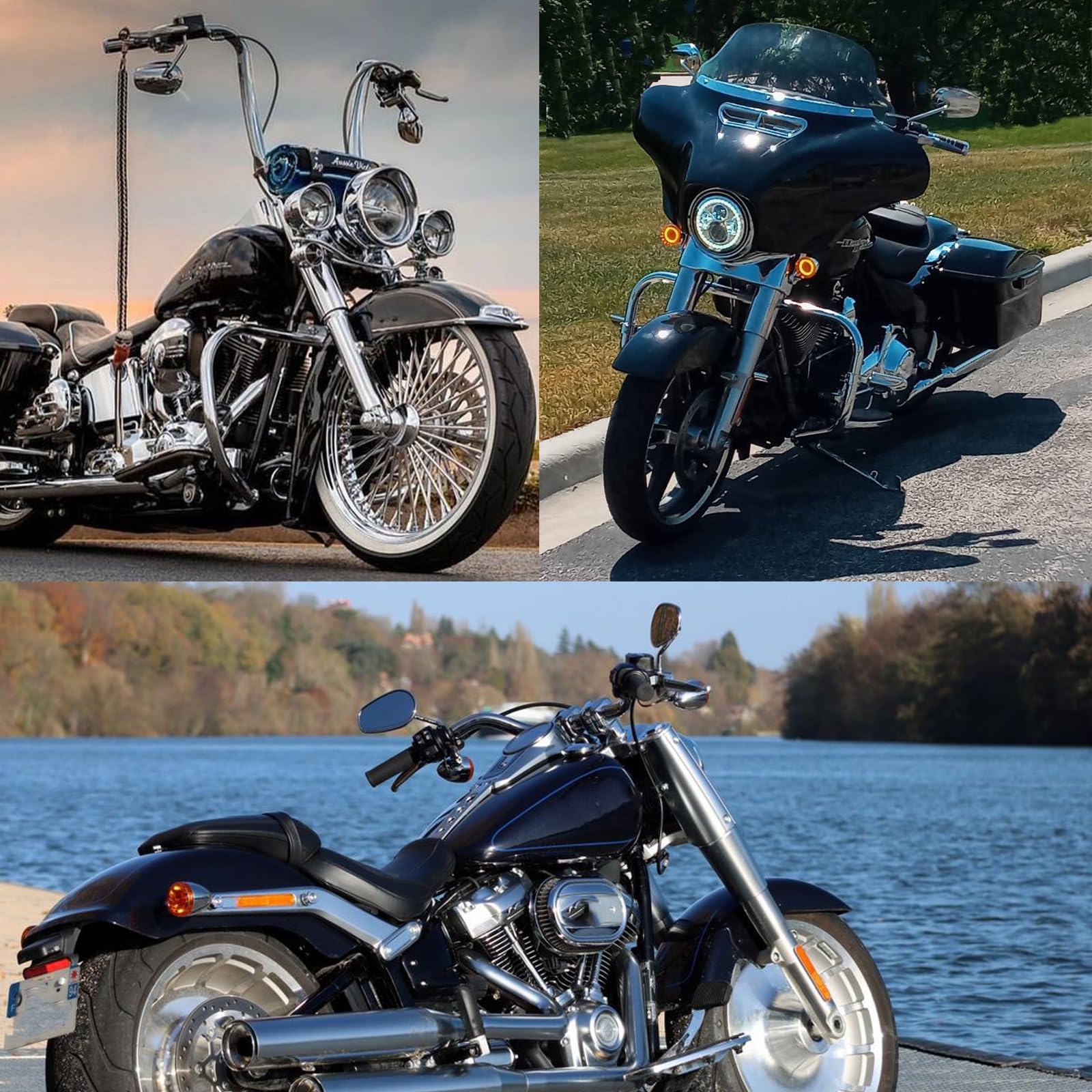 DREAMIZER Specchietti Retrovisori per Moto M8 8 mm Cromo Specchietti Sportster a Stelo Lungo Compatibile con Harley Road King Street Electra Glide Dyna Softail Road Glide 1982-2025