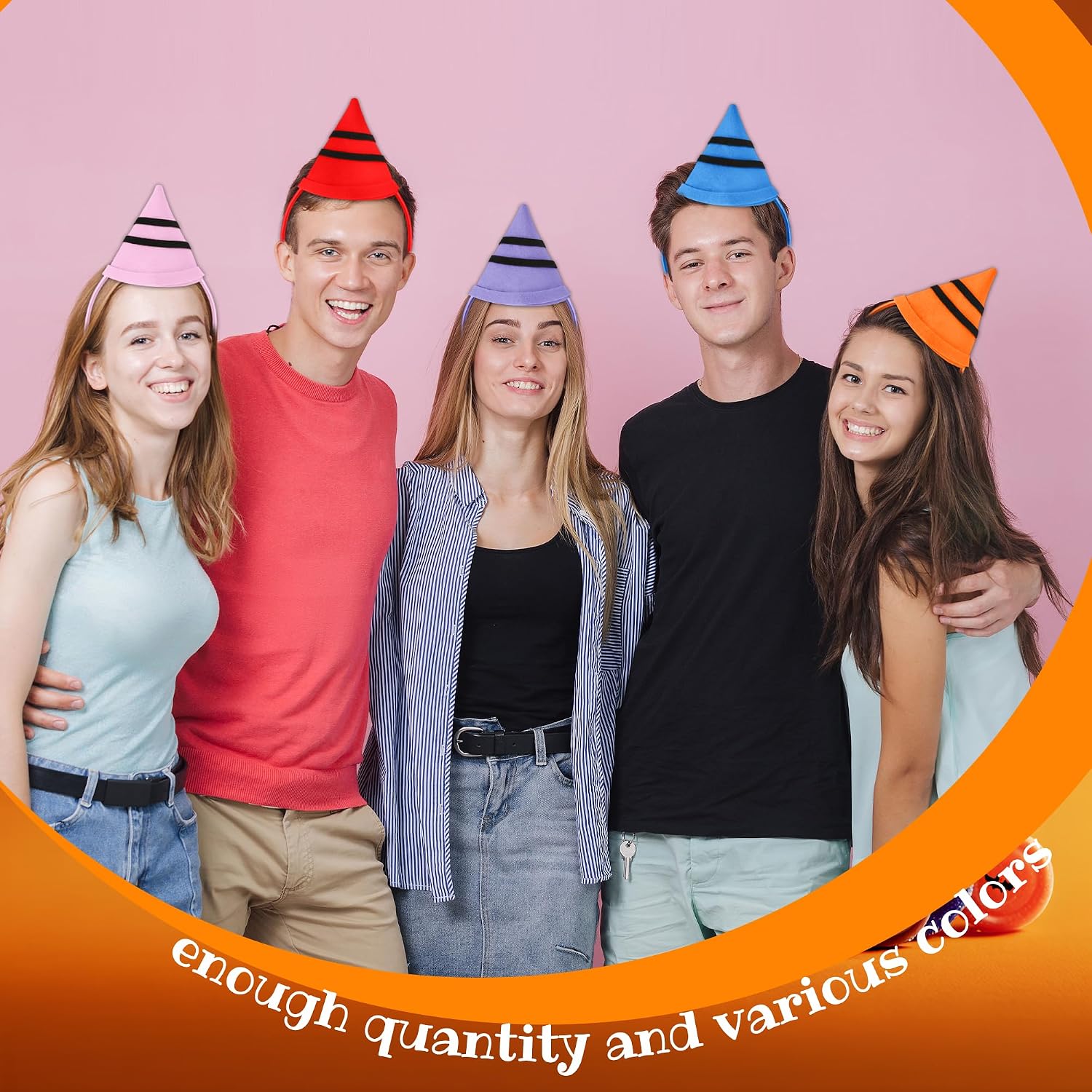 10 Pcs Halloween Crayon Headband Colorful Felt Cone Crayon Headwear Cone Gnome Hat Headband for Cosplay Costume Party Favor Supplies Accessory