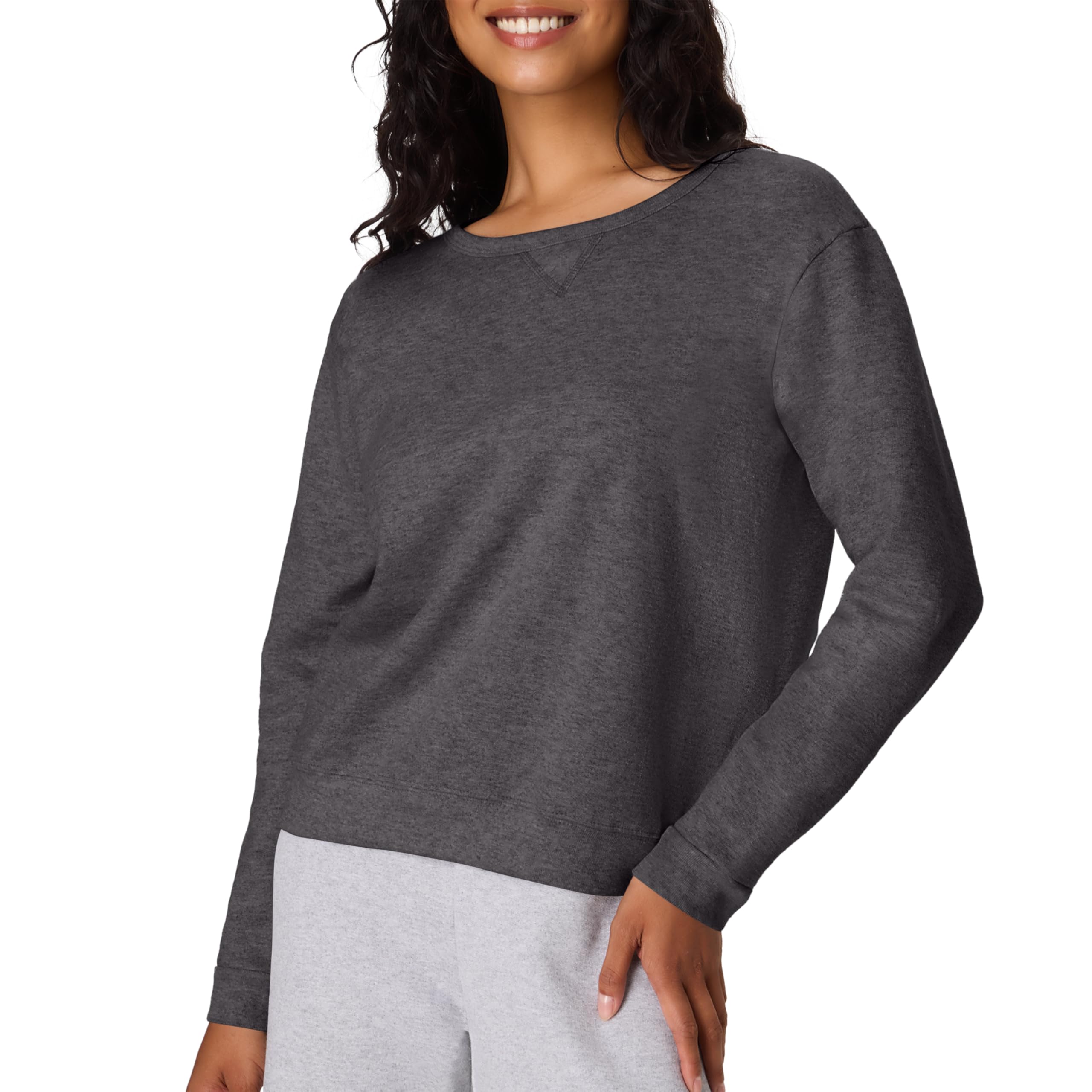 Hanes womens Crewneck Sweatshirt, Ecosmart Fleece Pullover With V-notch, Sweatshirt for Women