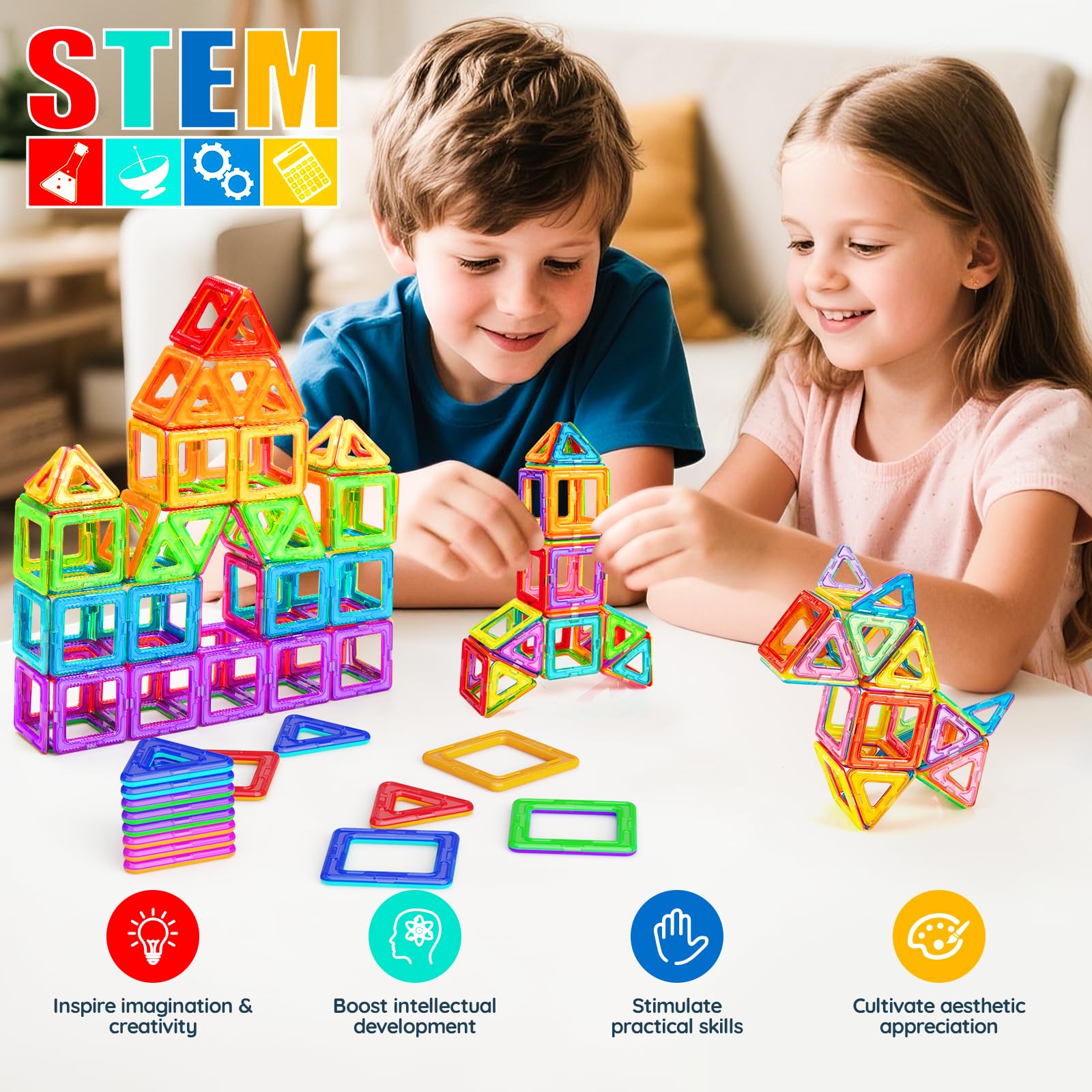 Assark Costruzioni Magnetiche Bambini, Giochi Magnetici per Bambini 3 4 5 6 7 8 Anni, Montessori STEM, Scelta Regalo Perfetta per Ragazzi e Ragazze