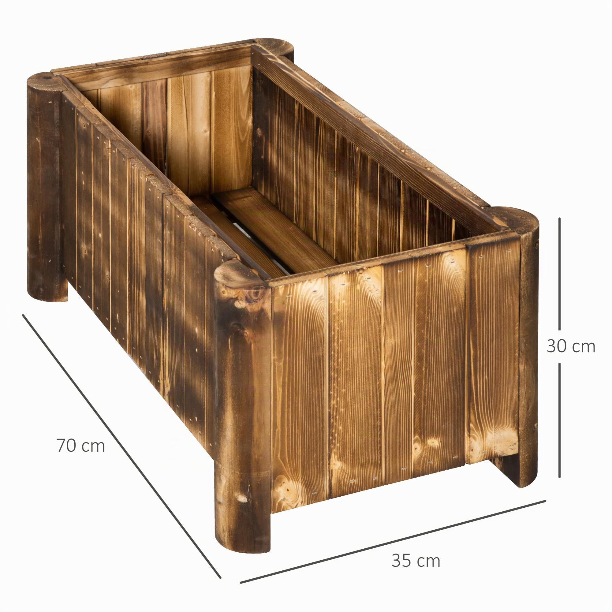 Outsunny Jardinière sur Pied Bac Potager Bois Sapin 70L x 35l x 30H cm