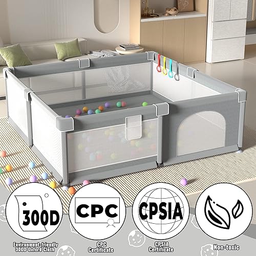Miniatura 6 de LUTIKIANG Corralito extra grande para niños pequeños, 79 x 71 pulgadas con puertas, patios de juegos para bebés, área de juegos segura para
