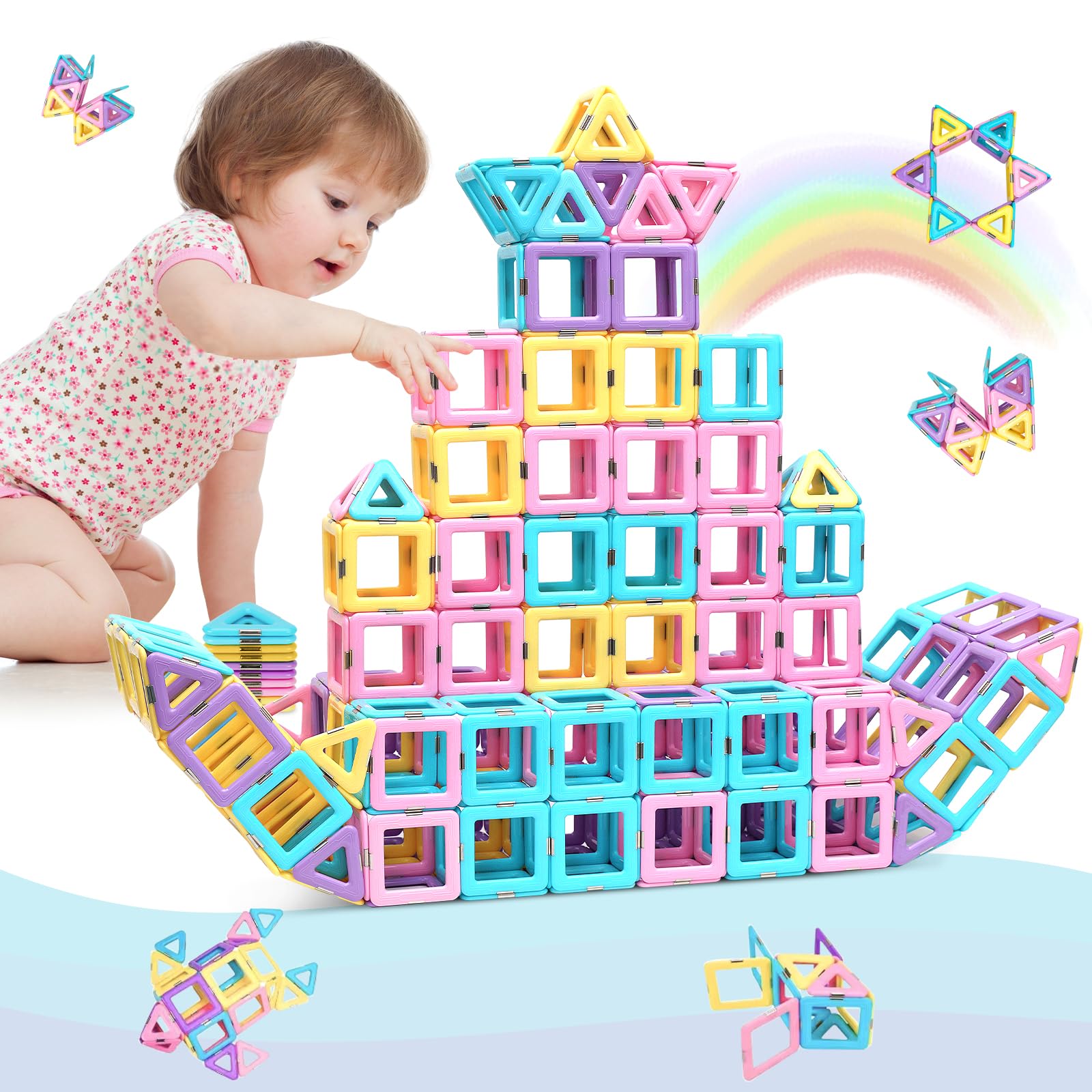 Magnetic Tiles Building Blocks Toys Gifts for 3 4 5 6 7+ Year Old Boys Girls, Kids Learning Development Construction Set, Christmas Birthday Gift Age 3-8 Toddlers, 36 pcs Set (Multicolored)