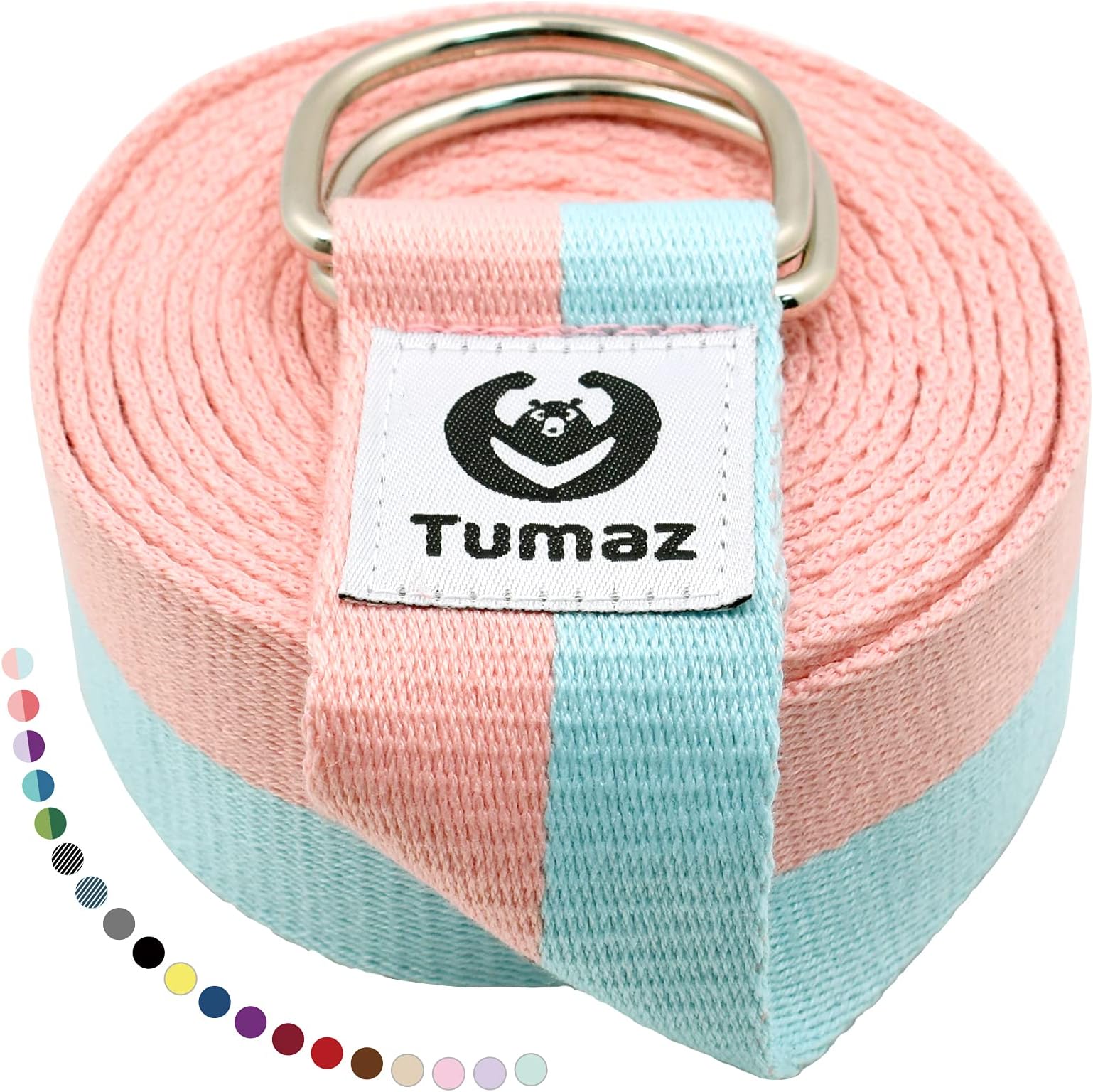 Tumaz Yoga Strap/Stretch Bands [15+ Colors, 6/8/10 Feet Options] with Extra Safe Adjustable D-Ring Buckle, Durable and Comfy Delicate Texture - Best for Daily Stretching, Physical Therapy, Fitness