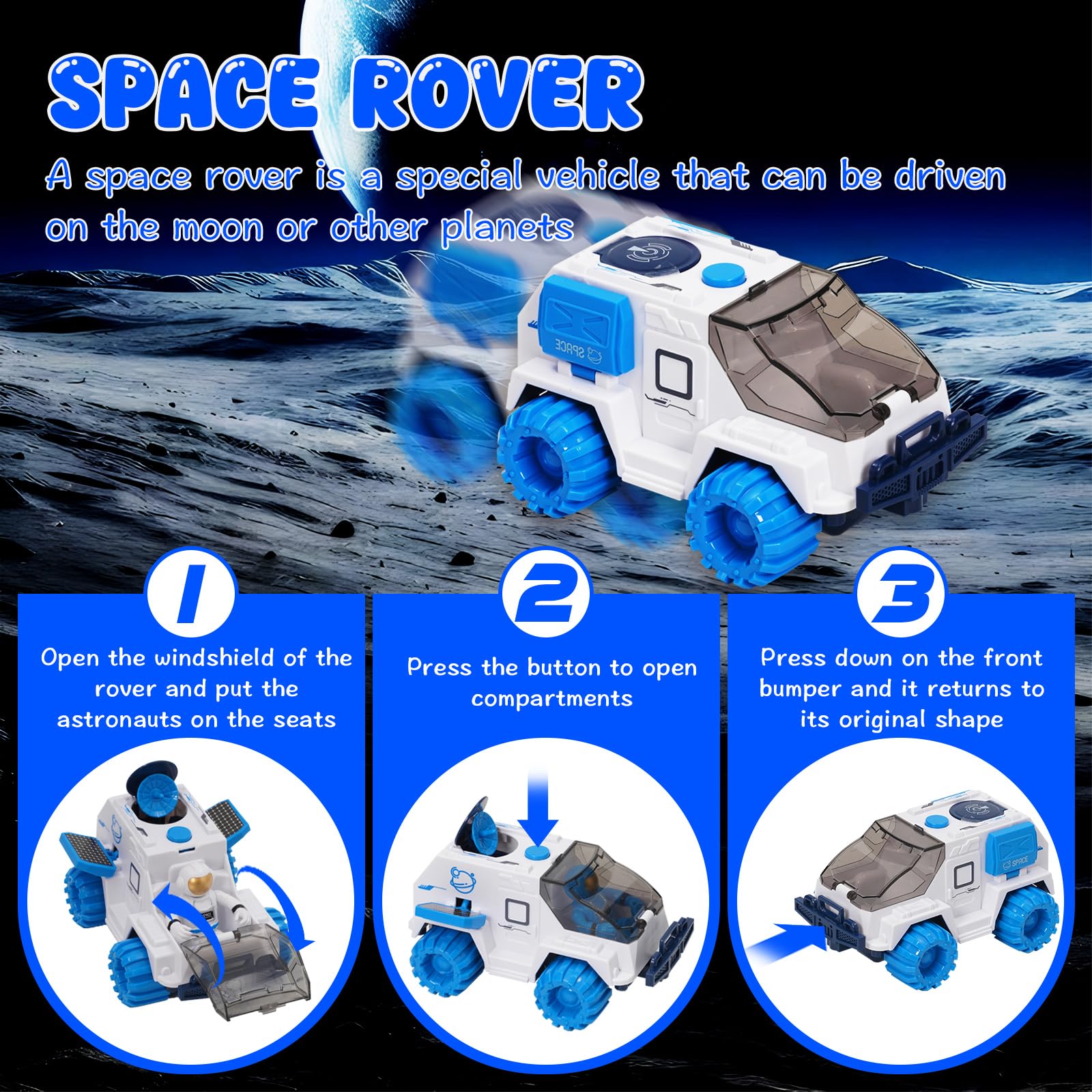 Spaceship Toy Set for Boys Girls Space Shuttle Toys with Lights & Sound, including 2 Astronauts Figure - Image 4