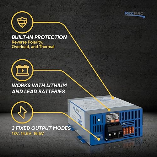 Miniatura 3 de RecPro Convertidor RV  Múltiples capacidades  Convertidor de potencia RV  Cargador de batería RV  120 VCA a 12 V CC  Rango de funcionamiento de 13 V