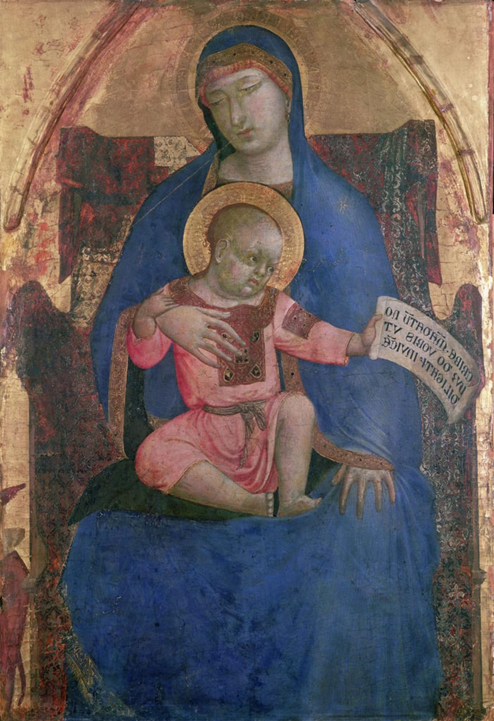SERENDIPITP Abstract Painting Mural Print Picture Wall Decor Painting Virgin and Child Enthroned by Ambrogio Lorenzetti Vintage Wall Artwork for Home Decor 60x90cm