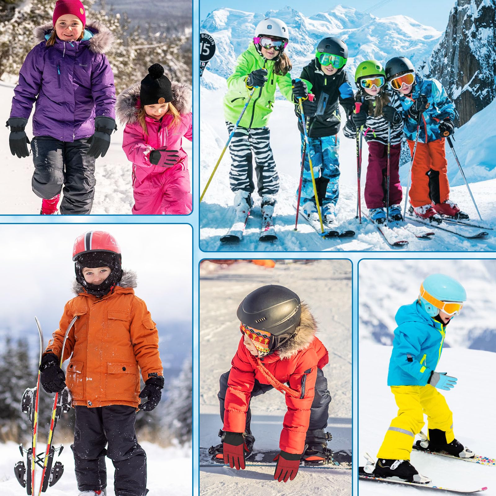 Gants Ski Garçon Fille Gants De Ski Enfants Gukasxi - Imperméables Et Coupe- Vent - Polaire Hiver Garçon Fille - Sports Neige Gants Neige Polaire Chaude