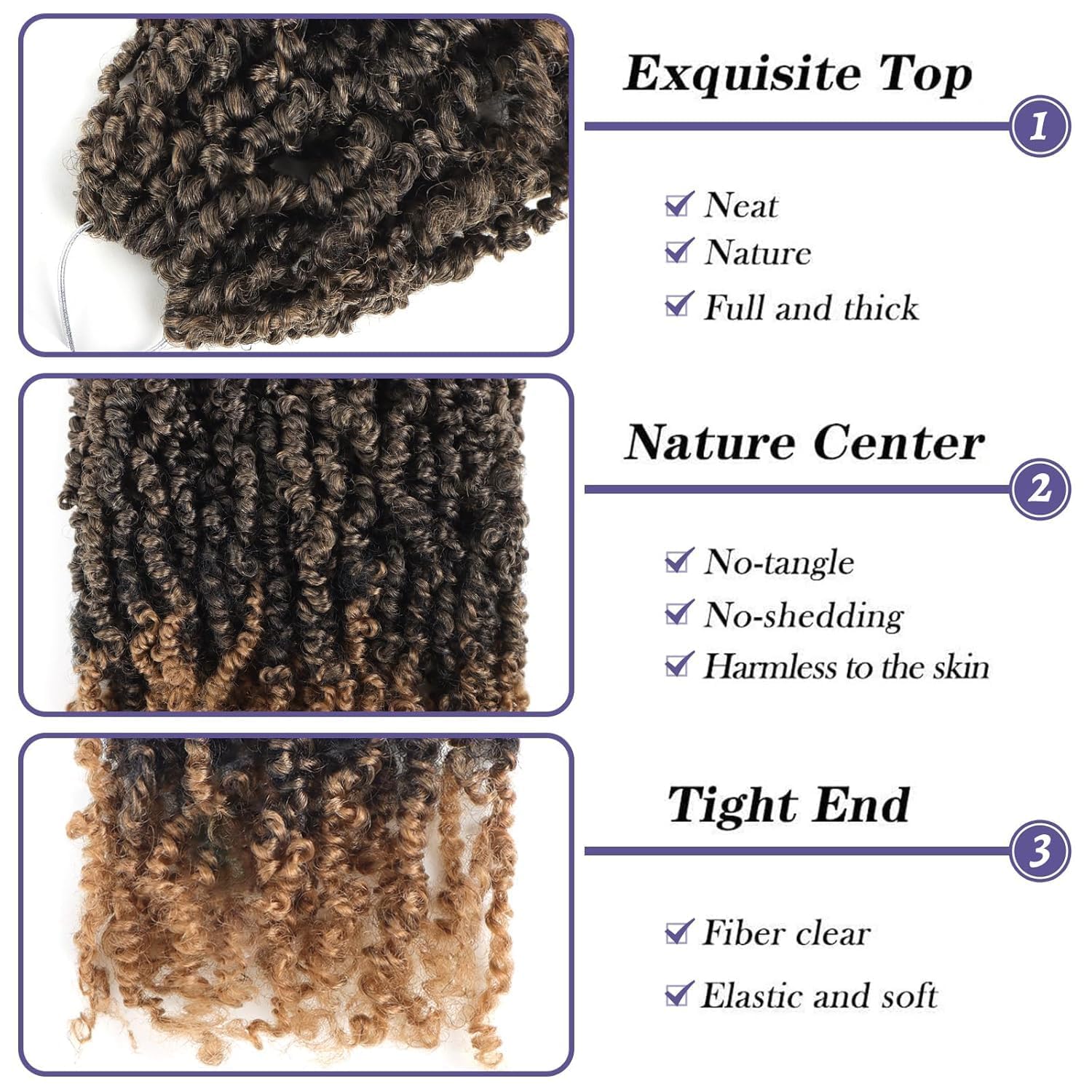 Datanala Yanky Twists Crochet Hair 14 Inch 9 Packs with Curls Micro Spring Twists Pre-looped Extensions for Women (T27#, 14inch) - Image 4