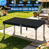 SIRUITON Housse de Protection pour Table de Jardin Noir 200x100x15cm - Tissu Oxford 520D - Ensemble de Protections pour Tables d'Extérieur/Intérieur - 5
