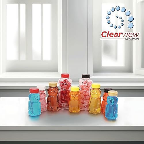 Miniatura 6 de CLEARVIEW CONTAINERS Osos de miel de 8 onzas con tapa abatible  Perfecto para vacaciones, regalos de baby shower, apicultura, dispensación de miel