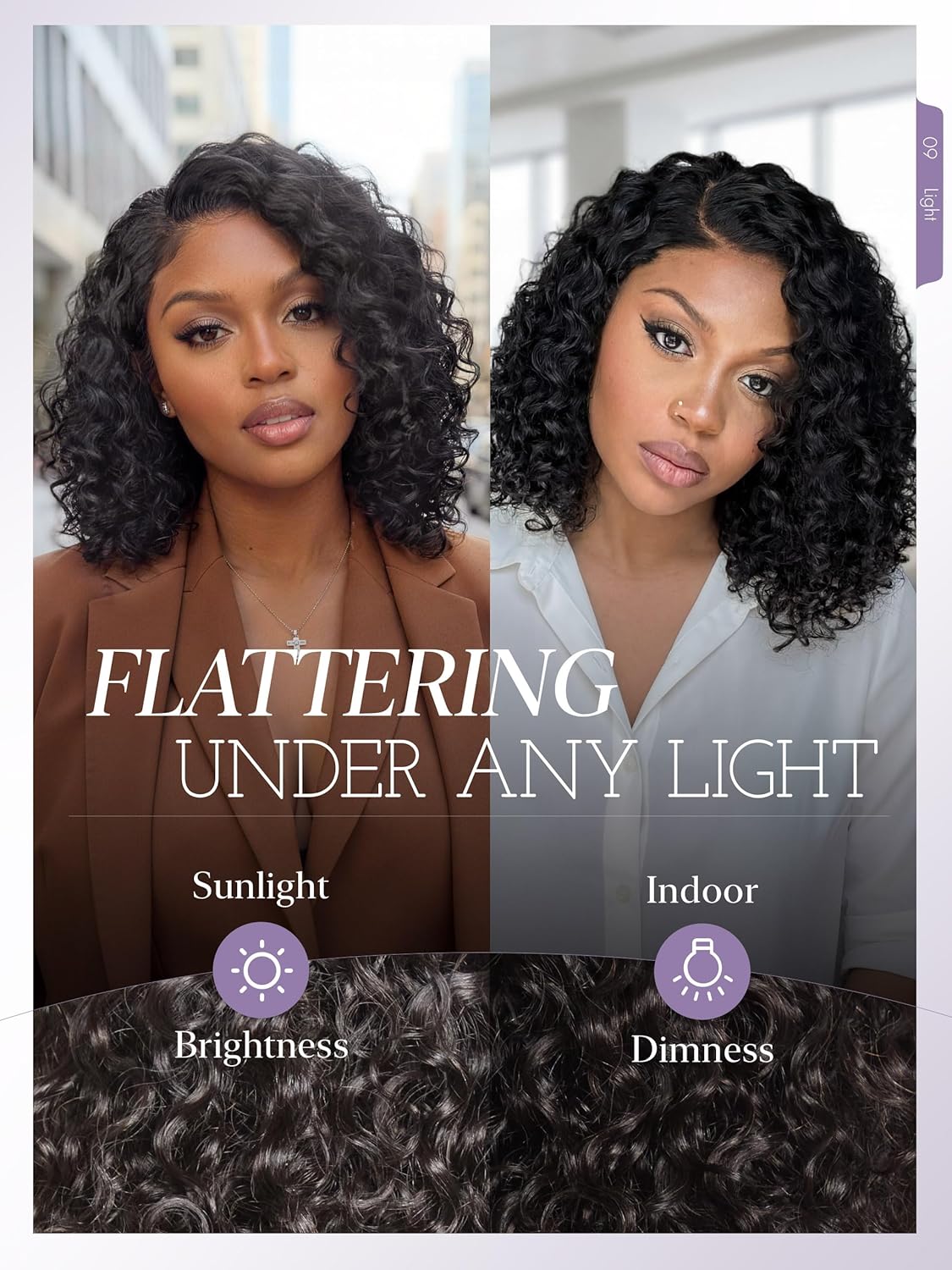 LUVME HAIR 100% Human Hair Wigs Curly Deep Wave Protective Wig Glueless Without Spray Lace Front 14 Inches, Pre Cut Plucked Hd Lace Short Wig Ready To Go Natural Color Straight Bleached Knots
