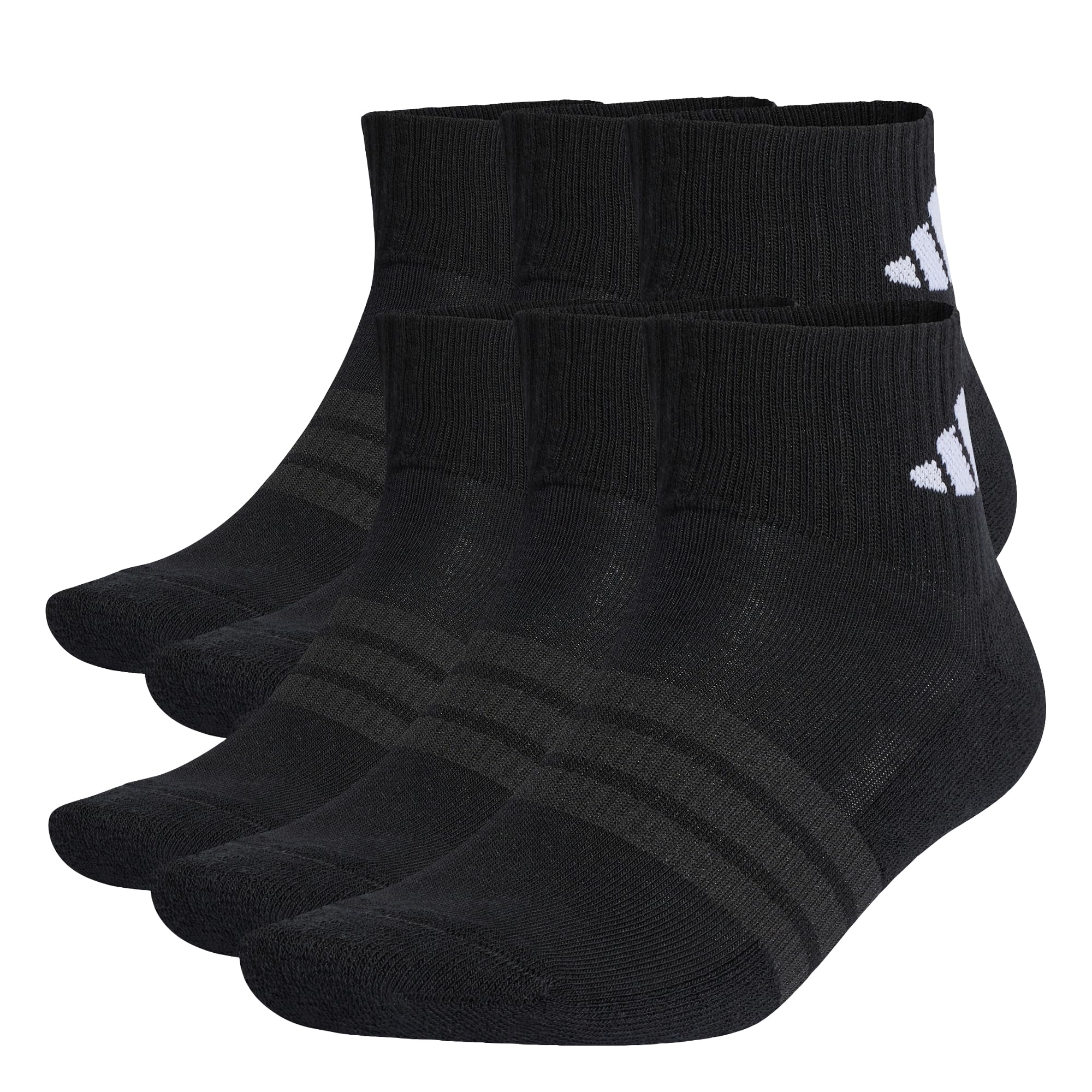 adidas Unisex Cushioned Essentials Ankle Socks 6 Pair Pack, black/black/white, 37-40
