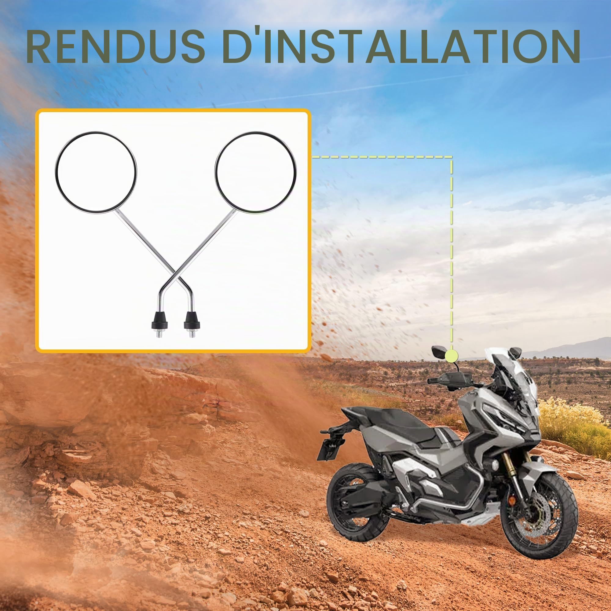 GOOFIT 8mm plaqué argent Rétroviseur rond Remplacement pour 50 cc 70 cc 90 cc 110 cc 125 cc 150 cc 200 cc 250 cc Quad ATV dirt bike Go Kart Moto Scooter