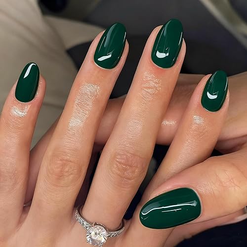 KQueenest Upgrade Thick Acrylic Press on Nails Short Oval, Dark